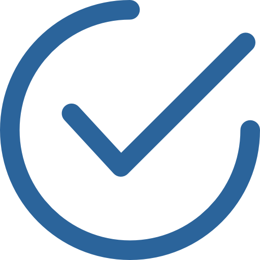 Häkchensymbol in teilweise offenem Kreis